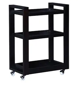 Bar Trolley Wooden | Solid Wood Bar Trolley | Folding Bar Serving Service Trolley | Style Rolling Storage Cabinet Trolley for Kitchen Bar Dining Room | Wall Chestnut Finish