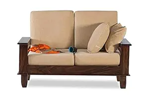 Teak Wood 2 Seater Sofa Set Living Room |Sheesham Wood SofaSet Home Office Furniture | Brown Walnut Finish