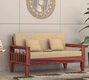 Wooden 2 Seater Sofa Set for Living Room | 2 Seater Sofa for Office & Lounge | Two Seater Sofa Sets for Home | Sheesham Wood (Natural Teak Finish)