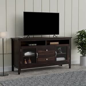 Sheesham Wood TV Stand with 2 Door and 2 Drower and Shelf Storage Entertainment Unit Tv Cabinet for Living Room Home (Walnut Finish)