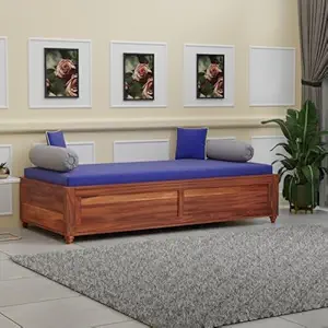 Solid Sheesham Wood Diwan Bed with Storage, 3 Seater Sofa Couch, Divan Cot for Home Hall Divan Bed for Living Room, Without Mattress and Without Pillow - Honey Finish