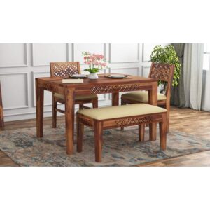 Sheesham Wood 4 Seater Dining Table Set with Chair