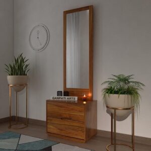 Ganpati Arts Contemporary Dressing Table (Sheesham,Natural) 1 Year Warranty, Brown
