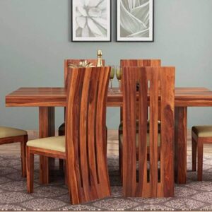 Wood Dining Table 6 Seater with Chair Set