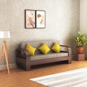 Ganpati Arts Sheesham Wood 3 Seater Sofa Set for Living Room Home OfficeSolid Wood Sofa Set Furniture Wooden Sofa Set 3 Seater (Walnut Finish)