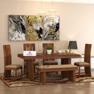 Wooden 6 Seater Dining Table with Chairs