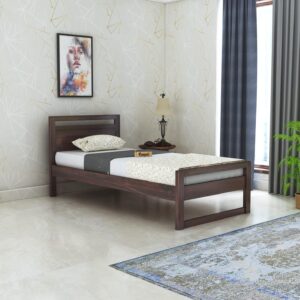 Ganpati Arts Sheesham Wood Rio Single Size Bed Without Storage for Bedroom Living Room Wooden Palang for Hotel (Walnut Finish)